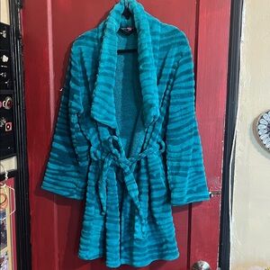 Betsey Johnson Teal Striped Women's Robe